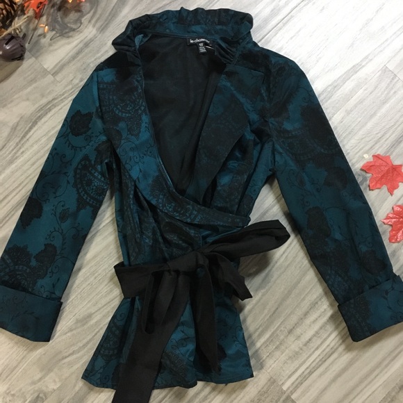 NWT Taffeta Paisley Print Wrap Blouse 3/4 Sleeves - Picture 3 of 5